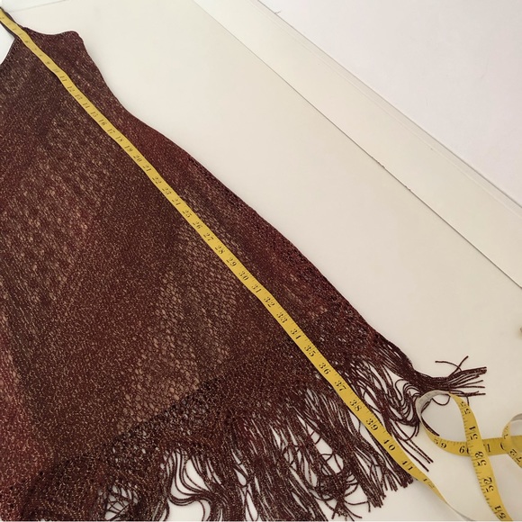 VTG 90s Y2K Forever 21 brown crochet fringe hem dress - Picture 11 of 12